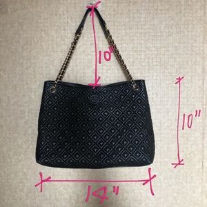 Tory Burch black marion quilted center-zip bag